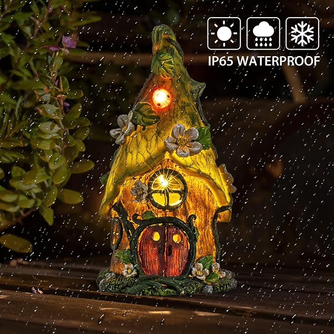 AIINY Garden Decor Outdoor Solar Statues, 9.4Inch Resin Fairy Garden Solar Lights Birthday Gifts for Women Yard Decorations, Gardening Gifts for Patio, Balcony, Porch Decor