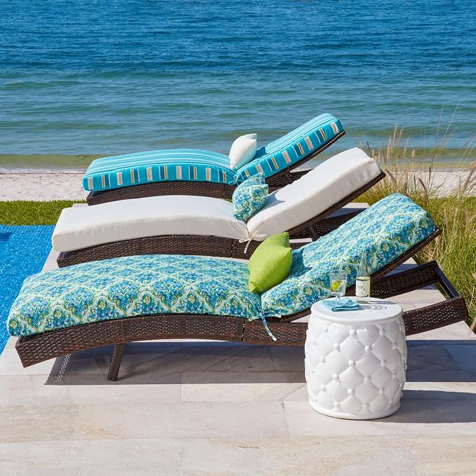BrylaneHome 84" Outdoor Chaise Lounge Cushion - Cypress Midnight
