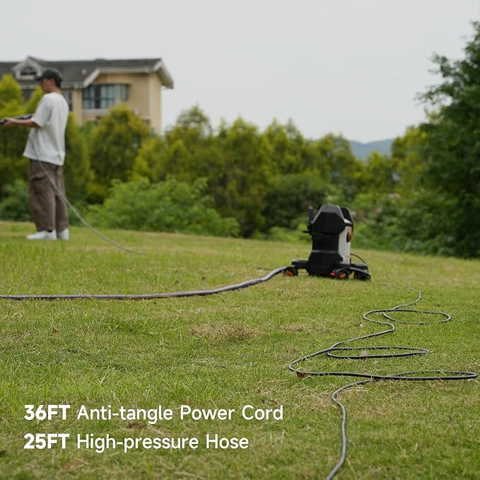 AIVOLT Electric Pressure Washer 4800PSI with Anti-Tipping 4-Wheel Design, 4 Quick Connect Nozzles, Foam Cannon for Cars/Fences/Driveways/Patios/Home Cleaning