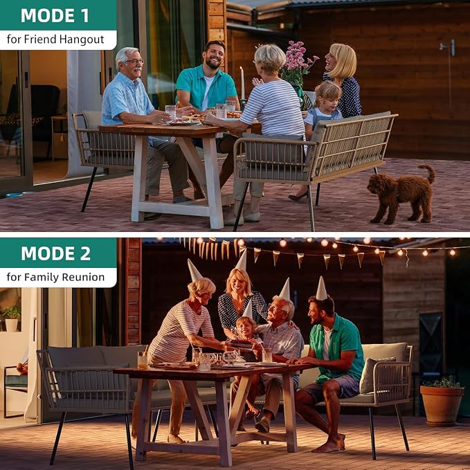 DWVO 4 Piece Patio Furniture Set with 5 Seater Outdoor Sectional with Thickness Cushions and Side Table All-Weather L-Shaped Sectional Conversation Sofa Set Outdoor Furniture Set for Backyard Porch