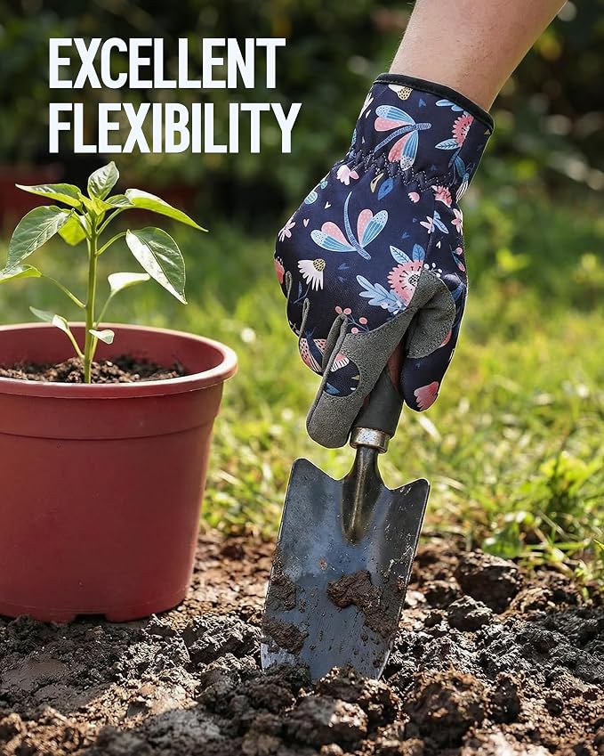 WORKPRO Floral Garden Gloves for Women, Gardening Gloves for Women/Ladies | Printed Breathable Working Gloves, Touchscreen Design, No-Slip Palm Grip, for Weeding, Planting, Raking and Pruning