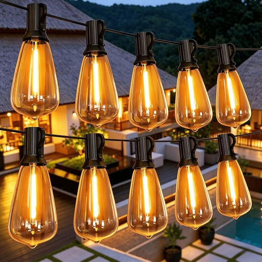 GPATIO Outdoor String Lights, 100FT ST38 Bulbs Shatterproof Patio Lights, Waterproof Dimmable Outside Hanging Light, Connectable LED Outdoor Lights for Backyard, Porch, Party, Garden, Home Decor