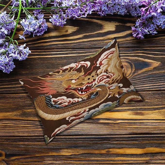 Set of 2 Chinese Oriental Style Asian Dragon Gold Pillow Covers 12x18in Farmhouse Canvas Cushion Covers Outdoor for Couch Chair Home Decor for Family Friends