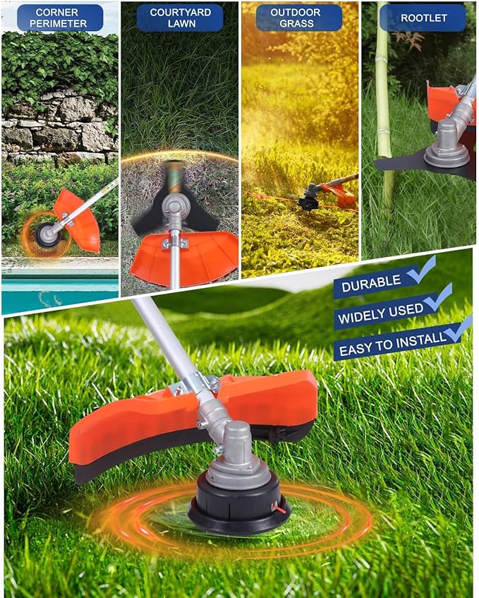 2-in-1 Gas Powered Weed Wacker - 52cc 2-Cycle String Trimmer and Brush Cutter Multi-Tool, 2.2KW 9500RPM Heavy Duty Gas Weed Eater with 18" Trimmer Head & 10" 3T Blade for Yard Care(GT5112)