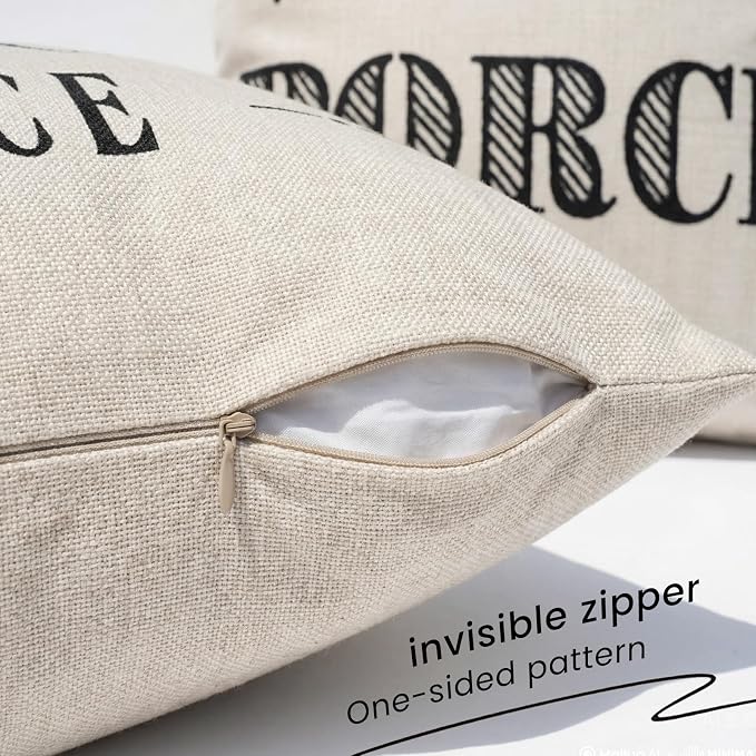 JOJOGOGO Welcome to Our Porch Outdoor Pillow Covers Waterproof 18x18 Set of 2, Decorative Farmhouse Outdoor Throw Pillows 18 x 18, Back Porch Decor Patio Furniture Pillows (This is Our Happy Place)