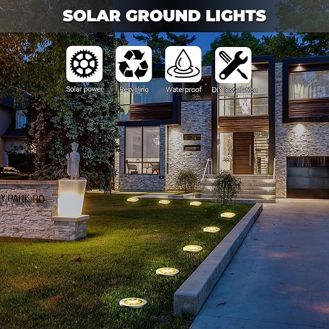 DUUDO Solar Lights for Outside 16Pack, Solar Garden Outdoor Waterproof Pathway Bright In-Ground Lights Landscape Lighting Garden Decor for Yard, Patio, Driveway, Walkway Warm Light