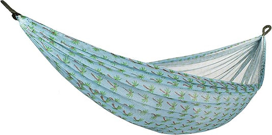 Bliss Hammocks BH-406WCA Mesh Edition Hammock, Light Blue Palm Tree