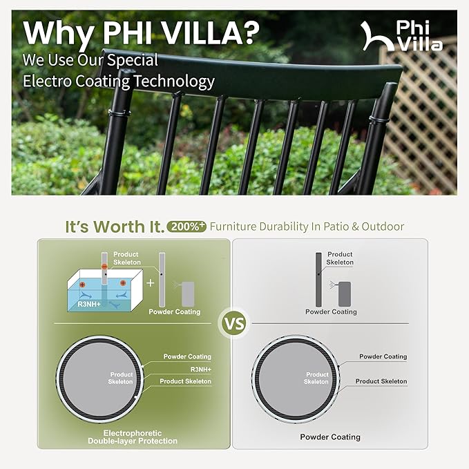 PHI VILLA 9 Piece, Outdoor Dining Set, 57.5"x57.5" Table, Cushioned | Wrought Iron, 2.0" Umbrella Hole, Weather-Resistant, 300 lbs Capacity