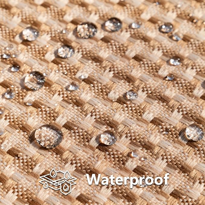 Kevin Textile Outdoor Waterproof 12"x20" Pillow Covers 2 Pack, Light Brown | Water Resistant Weaving Faux Linen Texture Throw Pillow Covers, Outside Decorative Pillowcases for Garden Patio Balcony Couch