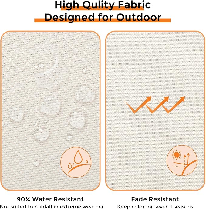 Magpie Fabrics Indoor Outdoor Patio Replacement Cushion Cover with Ties 2 Pack, Loveseat Chair Couch Slipcover Water Repellent UV Resistant Decor for Home Garden(Recycled Cream White, 24x22x4 Inch)