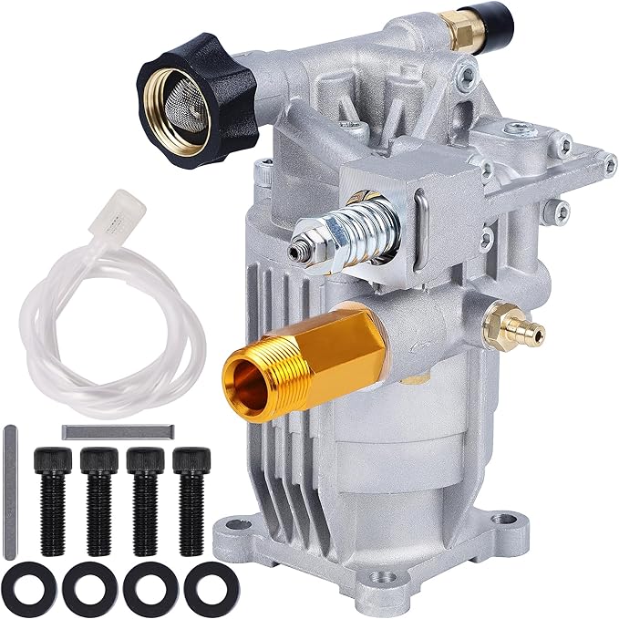 Biswing Pressure Washer Pump, 3/4" Shaft Horizontal Axial Plunger, 3400 PSI Max, 2.5 GPM, Replacement Pumps for Cold Water Gas Power Pressure Washer