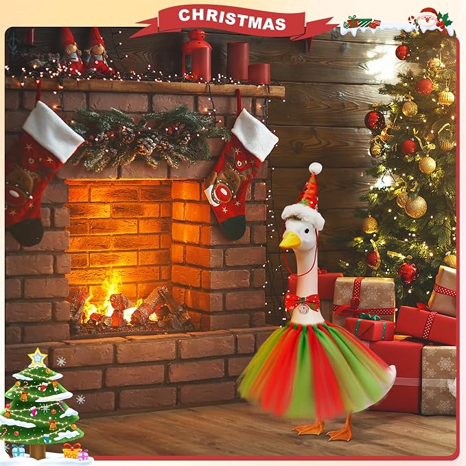 Porch Goose Outfits, 8 Set Holiday Porch Goose Clothes for 17/19/23 inch Lawn Geese 4th of July Summer Halloween Christmas All Seasonal Patio Yard Garden Goose Statue Decor