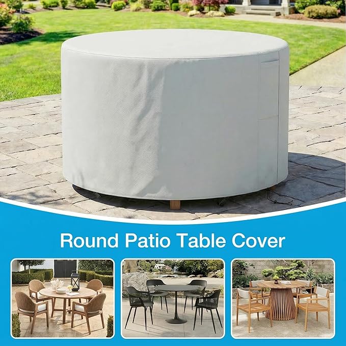UPGRADE Outdoor Furniture Covers, Custom Size 78"(D) x 18"(H) Round Patio Table and Chair Waterproof Covers, Heavy Duty 420D,Silver