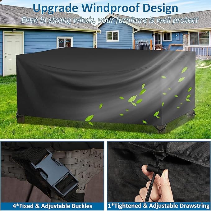 Wanocean Patio Furniture Covers Waterproof, Outdoor Furniture Cover with Storage Bag, Outdoor Table and Chair Cover for Rain, UV, Snow and Dust（78" L x 78" W x 33" H）
