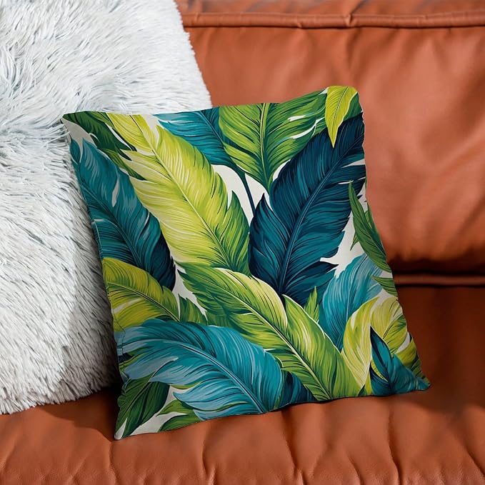 Throw Pillow Covers Turquoise Lime Green Pillows Farmhouse Teal Blue Aqua Tropical Pillow Cover Accent Modern Decorative Pillow Covers for Couch Tent Park 18x18 in