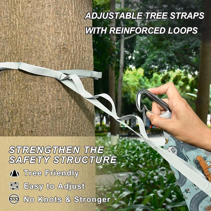 Camping Hammock Outdoor Hammocks for Outside Green Truck Road Beach Trees Portable Lightweight with Pockets Tree Straps Indoor