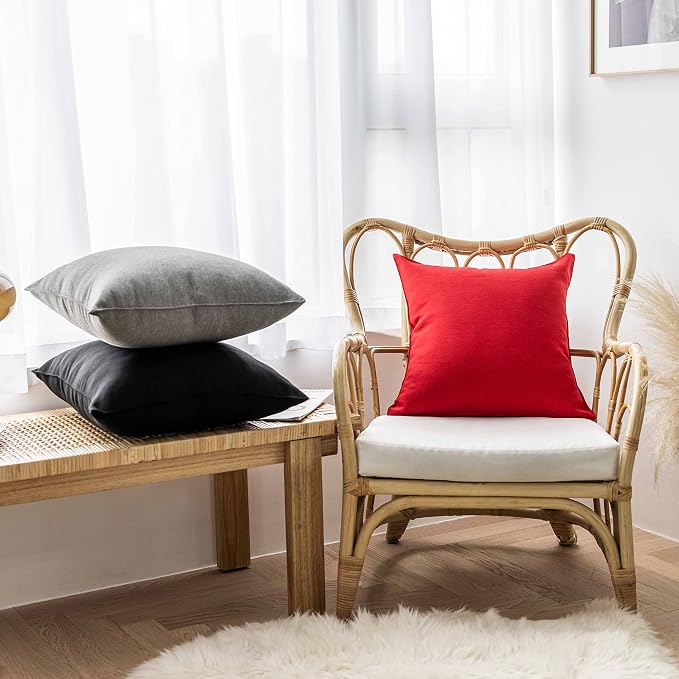 Home Brilliant Waterproof Pillows Black Outdoor Pillow Covers Decorative Throw Pillow Cases 20x20 Inches, 50 x 50cm, Set of 4, Black