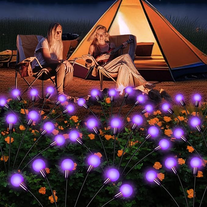 NBQQ Solar Lights Outdoor Waterproof 2 Pack of 12 LEDs Unique Gifts Women | Purple Swaying Solar Lights Outdoor for Yard Pathway Patio, Swaying Lawn Decor as Gardening Gifts for Women Holiday