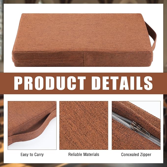 RattanView Small Personal Prayer Kneeler Pad 15 Inch Religious Kneeling Pillow Pad Linen-Look Fabric High Density Foam Church Praying Pillow for Prayer Group Session Kneeling Christian Gift