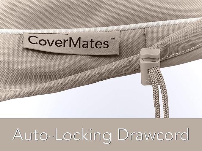 Covermates Round Dining Table/Chair Set Cover - Premium Polyester, Weather Resistant, Drawcord Hem, Patio Table Covers, 86DIAMETER x 30H, Clay