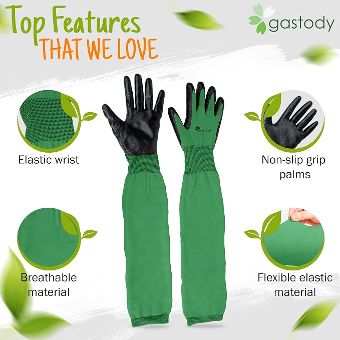 Long Sleeve Gardening Gloves for Women & Men, Long Cuff Garden Gloves | Multipurpose heavy-duty design for outdoor & indoor use; extended cuff shields forearms from thorns, scratches & dirt