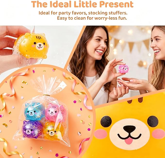 4 Pack Squishy Shiba Inu Stress Ball, Miniature Figurines & Desk Decor | Glitter Shiba Inu Squishy Balls Home & Garden Decoration Tiny Shiba Inu Squishy for Adults, Party Favors & Birthday Gifts