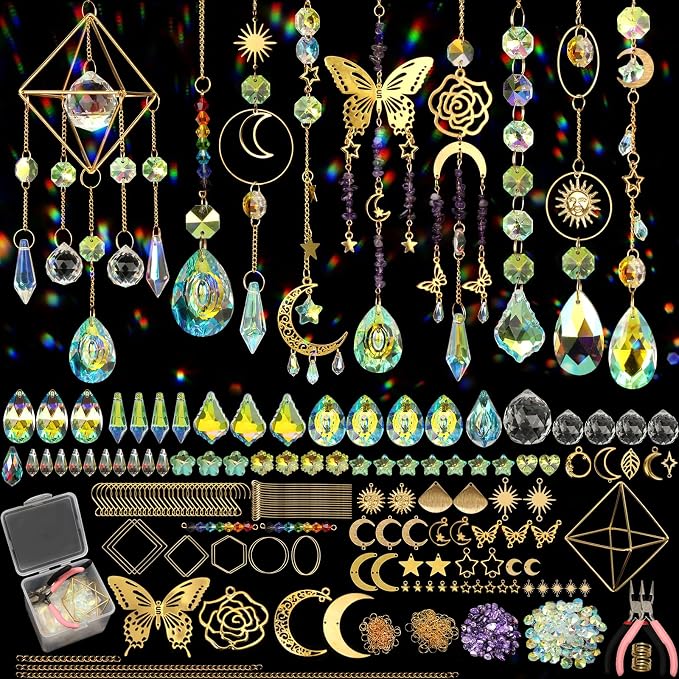 800 PCS DIY Suncatcher Kit Crystal Suncatchers for Windows Hanging Sun Catcher Kits for Adults Suncatcher with Crystals Rainbow Maker for Indoor Window Garden Christmas Decor Wedding Home