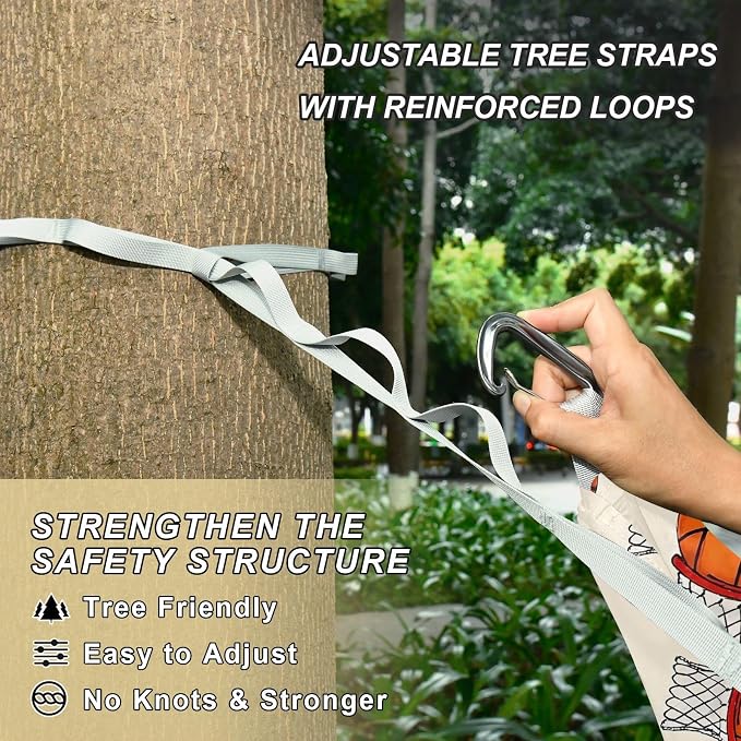 Camping Hammock Outdoor Hammocks for Outside Basketball 1 Beach Trees Portable Lightweight with Pockets Tree Straps Indoor