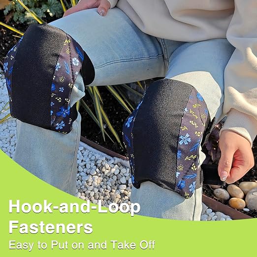 Garden Knee Pads for Women, Lightweight Waterproof KneePads for Gardening, Anti Slip Leather Foam Padding Kneeling Pads for Flooring and Carpet Cleaning, House work, Gardening Maintain, Knee Protector, Blue Flower