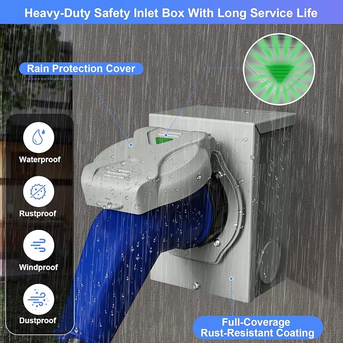 50 Amp Generator Inlet Box Pre-Drilled, NEMA SS2-50P 30A 125V/250V Generator Power Inlet Box for 3 Prong Generator Cord ETL Listed, Waterproof Dust Proof for Outdoor Use