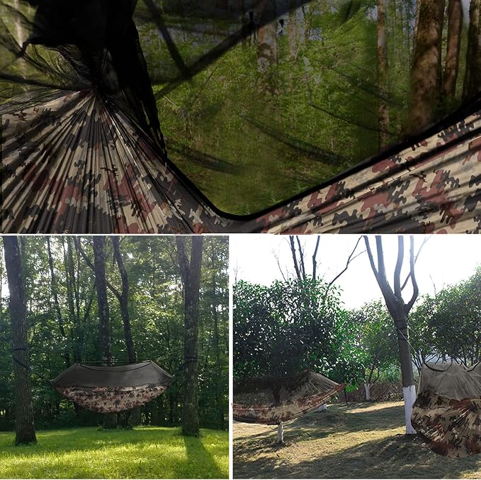 Gold Armour Camping Hammock - Camping Essentials, Double Hammock with Bug Net, Camping Gear Hammock for Outside, Hiking, and Travel (Camouflage)