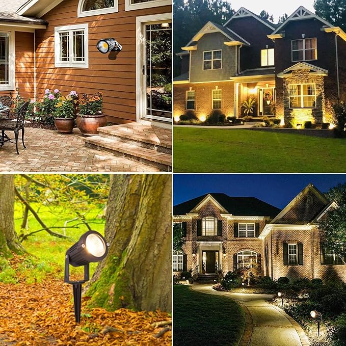 ZUCKEO Low Voltage Landscape Lights 5W LED Landscape Lighting 12V 24V Outdoor Spotlights Waterproof Garden Decorative Landscaping Warm White Lights for Patio Garden Pathway Floor Yard Decor(6 Pack)