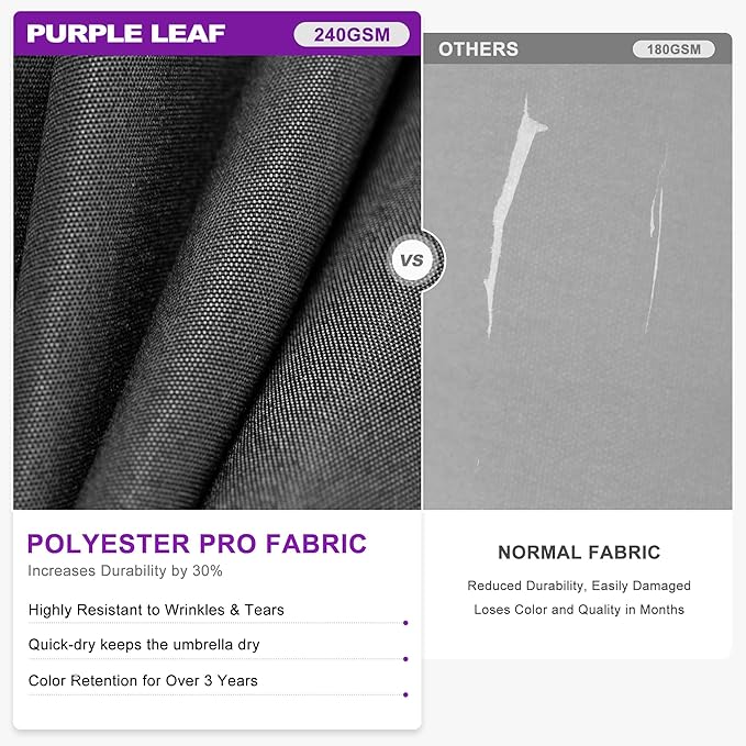 PURPLE LEAF 9' x 12' Cantilever Patio Umbrella Outdoor Umbrella with 280lbs Base Large Rectangular Windproof Offset Umbrella for Pool Deck Garden, Graphite Grey