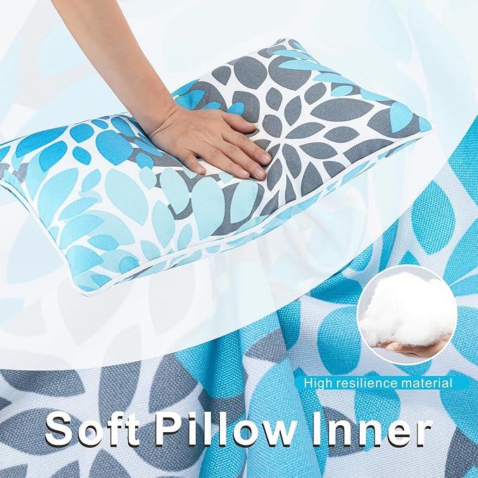 JMGBird Yellow Outdoor Pillows Waterproof 12x20 Throw Pillows with Inserts | Blue & Yellow Pattern UV Fade Resistant Patio Cushions
