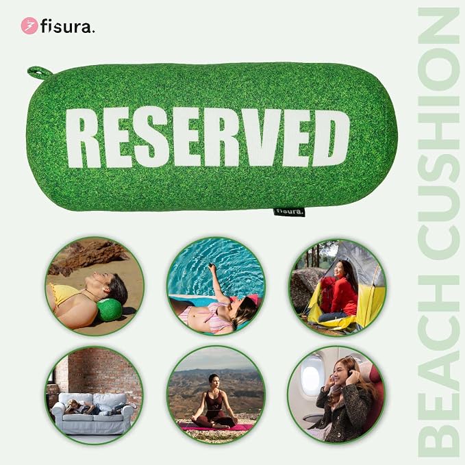 Fisura - Beach & Travel Pillow, Polyester Cushion, Reserved | 11.4 x 4.7 in cylindrical beach pillow, pool cushion, polyester travel & camping pillow.