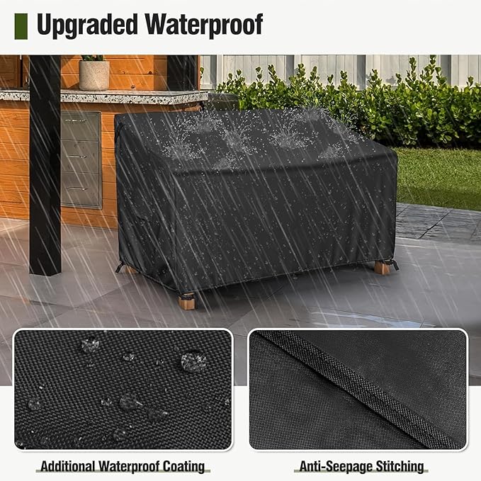MR.COVER 3-Seater Outdoor Couch Cover Waterproof, Patio Furniture Cover for Sofa, Heavy Duty Outdoor Sofa Covers, Polyester & Double-Stitched Seams, Fits up to 81" W x 42" D x 35" H, Classic Black