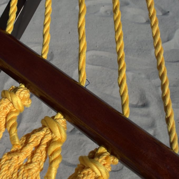 Double Caribbean Hammock - Soft-Spun Polyester - 48 inch (Yellow)