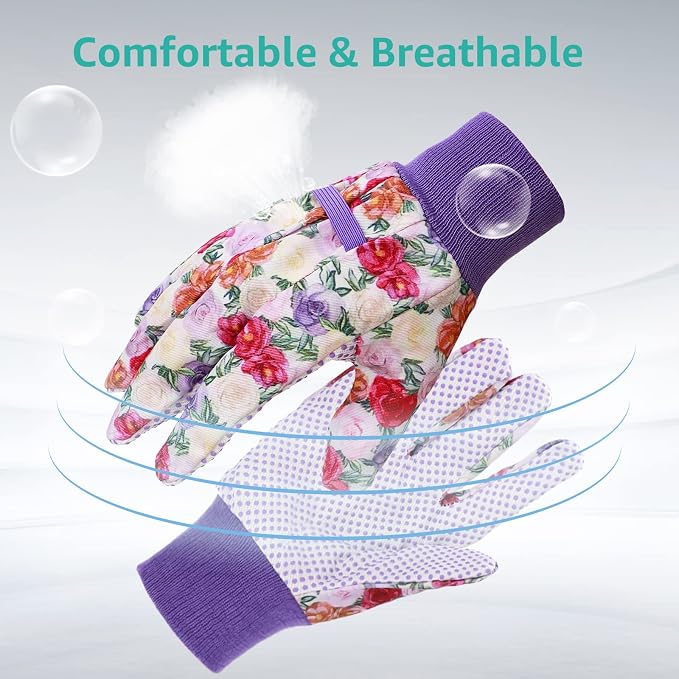 Garden Gloves for Women, Floral Gardening Gloves Ladies Soft Breathable Yard Work Glove Light Working Gloves