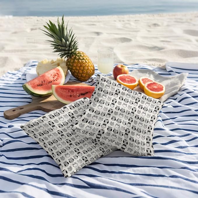 Cartoon Owls Outdoor Pillow Covers 26x26 Inch Throw Pillow Covers Set of 2 Waterproof Decorative Pillow Cases Modern Abstract Cute Birds Cushion Covers for Patio Furniture Garden Couch Sofa