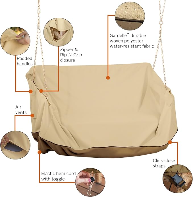 Classic Accessories Veranda Water-Resistant 56 Inch Porch Swing Cover, Patio Furniture Covers