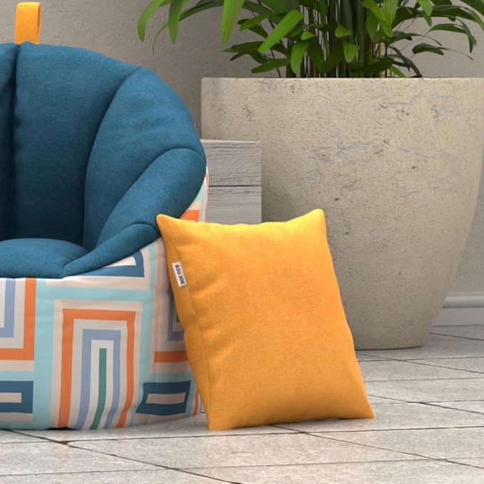 Big Joe Square Pillow Weatherproof Bean Bag Decor, Mustard Intertwist, Weather Resistant UV-Protected Fabric, 16 inches | Polystyrene Bean Filled, Refillable, Outdoor Intertwist, UV-Protected, Weather-Resistant, Fade-Proof Fabric