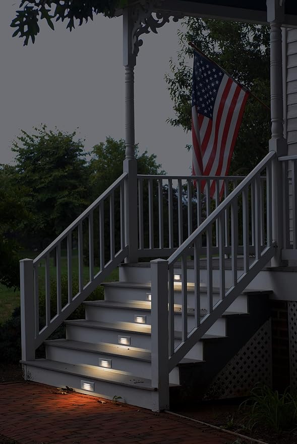 Low Voltage Outdoor Step Lights 12V 3W Stair Lighting with Horizontal Louvered Faceplate, Surface Mount Suitable for Steps Decks Pathway Yard Fences, 2700K, Waterproof, UL Listed, 6 Pack