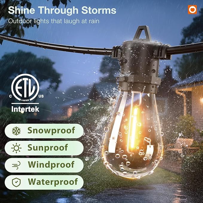 addlon 200FT Outdoor String Lights LED with Remote Dimmable Waterproof | Timer & 3 Lighting Modes, Shatterproof Edison Bulbs, Connectable Hanging Strand for Patio Outside Backyard Porch Party Décor