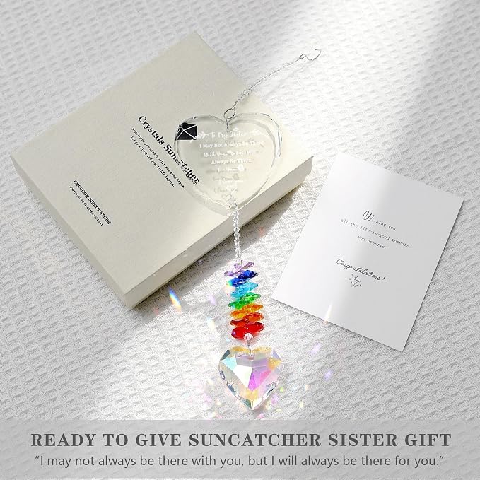 Sister Gifts, Crystal Suncatcher Gifts for Sister Birthday, Sisters Gifts from Sister, Unique Gifts for Sister, Window Hangings Home Decoration