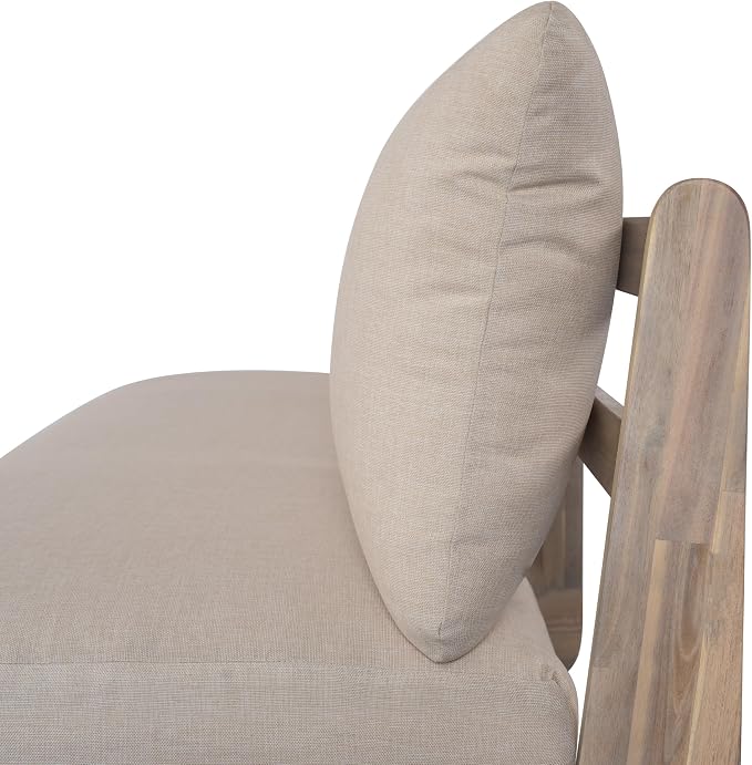 Christopher Knight Home Isabel 5-Seater Outdoor Patio Furniture Set with Cushions, Acacia Wood Patio Conversation Set with 3-Seater Sofa & Club Chairs, 3 Piece Sectional Sofa Set, Light White + Sand