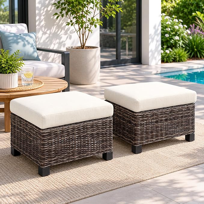 Wicker Patio Conversation Set, Outdoor Patio Furniture Set with Deep Seating, Wide Armrests & Thick Cushions, All-Weather Outdoor Furniture Set for Patio, Porch, Deck & Backyard