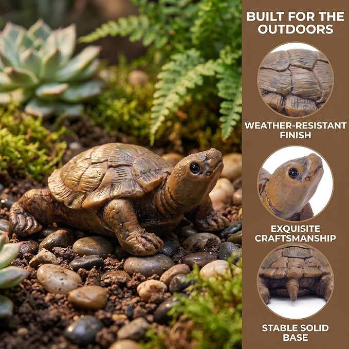 2 Pack Turtle Statue, Outdoor Garden Turtles Decor, Tortoise Figurine for Yard, Pond, Patio, Lawn, Outdoor Animal Statues & Garden Figurines