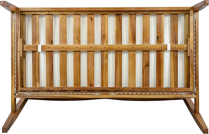 Christopher Knight Home Lalulu Outdoor Loveseat Sofa and Coffee Table Set, Acacia Wood Patio Furniture Set with Cushion, Solid Wood Outdoor Conversation Set, Teak+Beige