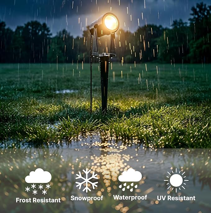 ZYAN Landscape Spotlights with Sensor and Timer, Continuously Adjustable Brightness, Auto On Off, Low Voltage Outdoor IP65 Waterproof for Patio Yard Garden Pathway, 2700K Warm White (6 Pack)