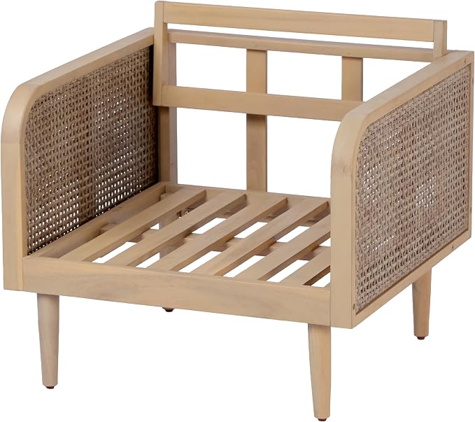 Christopher Knight Home Edward 4 Piece Patio Furniture Set with 3-Seater Sofa, Club Chairs And Coffee Table, 5 Seater Outdoor Acacia Wood Conversation Set, Patio Sofa Set, Light Teak+Light Brown+Cream
